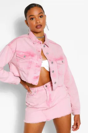 Acid Wash Cropped Denim Jacket