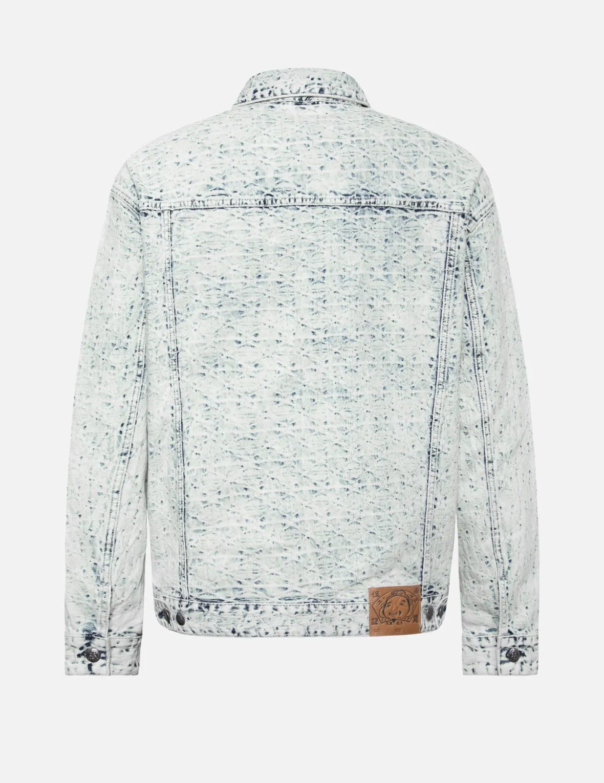 Allover Kamon Jacquard and Seagull Embroidery Loose Fit Denim Jacket