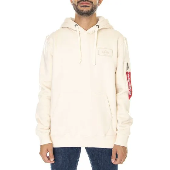 Alpha Industries Mens Back Print Hoody Jet Stream White Sweatshirt