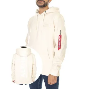 Alpha Industries Mens Back Print Hoody Jet Stream White Sweatshirt