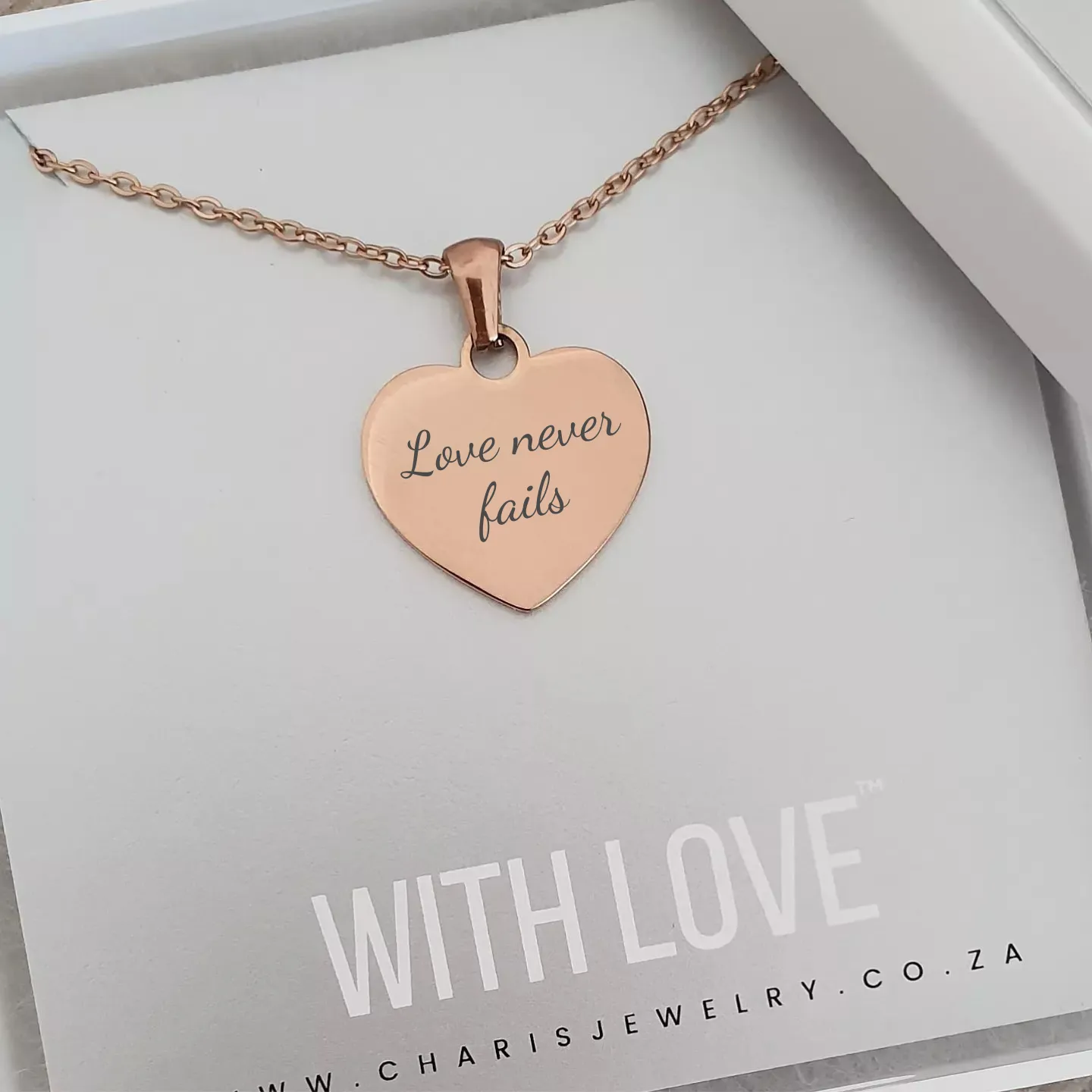 Amore Personalized Necklace, Rose Gold Stainless Steel, 20mm on 45cm chain (READY IN 3 DAYS!)