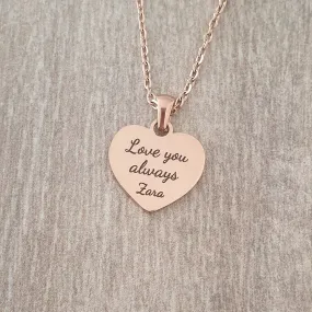 Amore Personalized Necklace, Rose Gold Stainless Steel, 20mm on 45cm chain (READY IN 3 DAYS!)