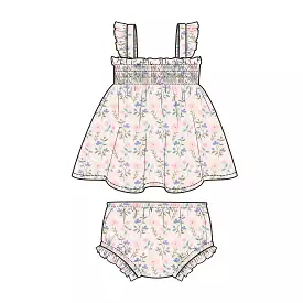 Angel Dear - Simple Pretty Floral Ruffle Strap Smocked Top & Diaper Cover