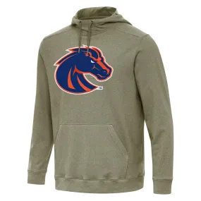 Antigua Boise State Broncos Heather Olive Cloud Pullover Hoodie