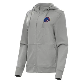 Antigua Boise State Broncos Women's Heather Gray Seeker Full-Zip Hoodie