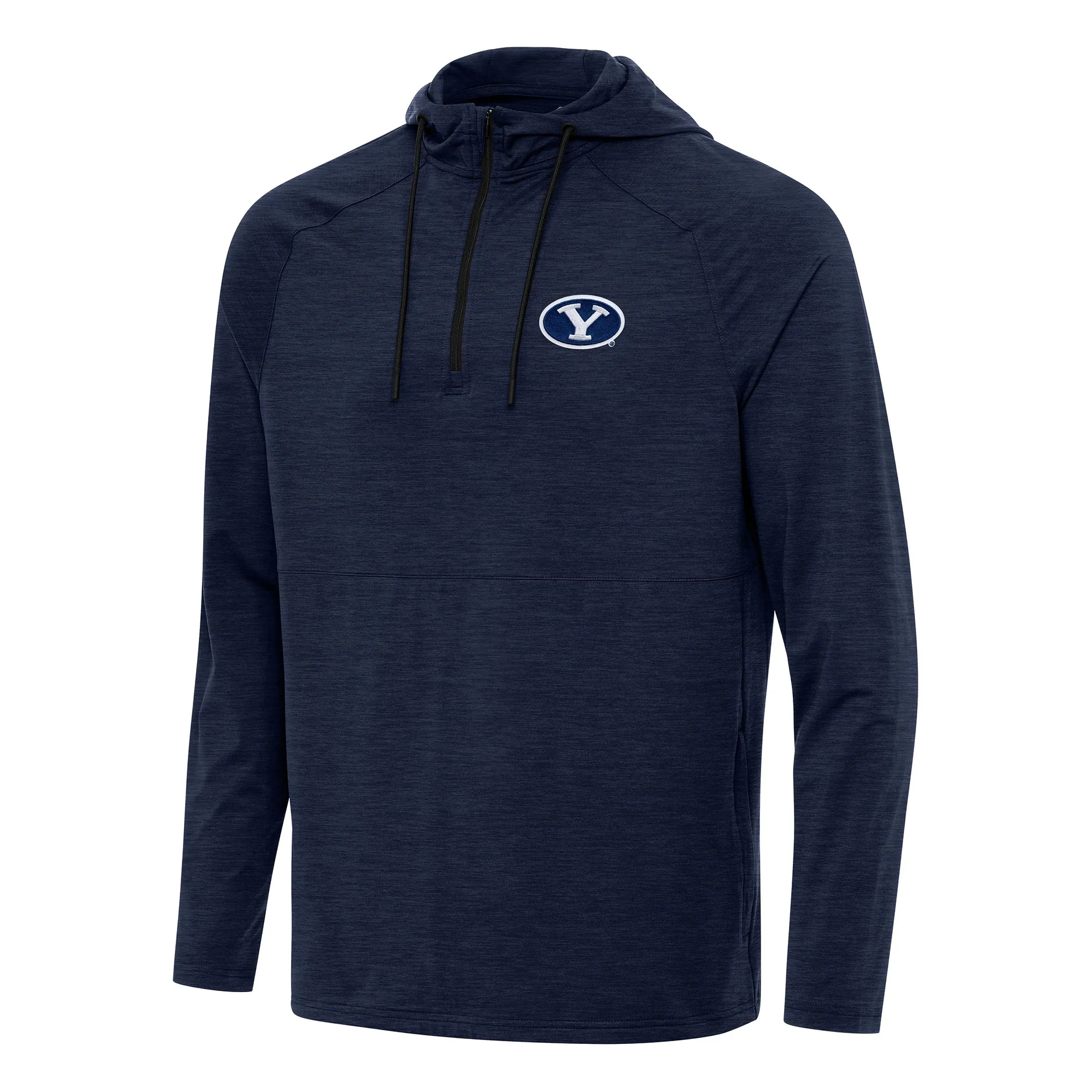 Antigua BYU Cougars Heather Navy Spikes Raglan Quarter-Zip Hoodie