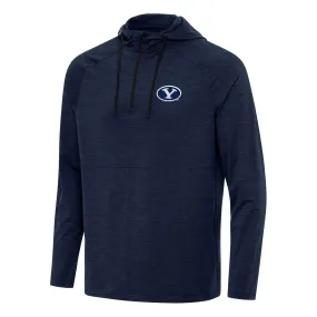 Antigua BYU Cougars Heather Navy Spikes Raglan Quarter-Zip Hoodie