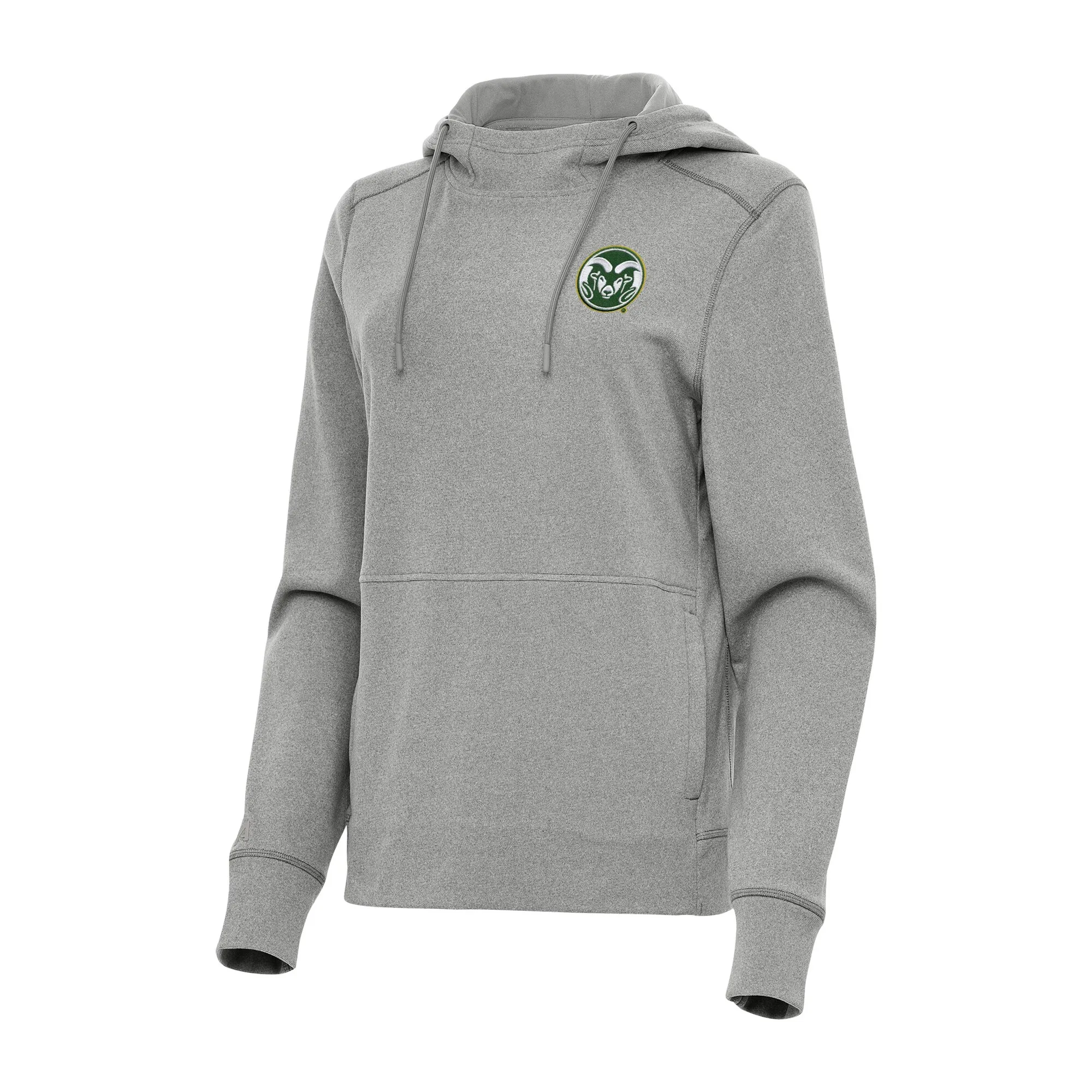 Antigua Colorado State Rams Women's Heather Gray Justice Pullover Hoodie