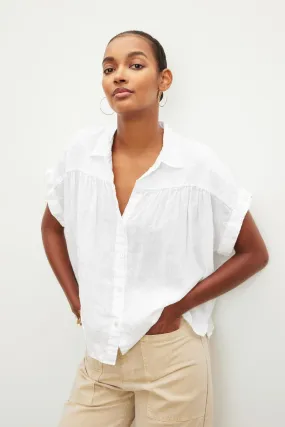 ARIA LINEN BUTTON FRONT TOP