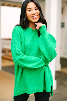 As It Happens Kelly Green Bubble Sleeve Sweater