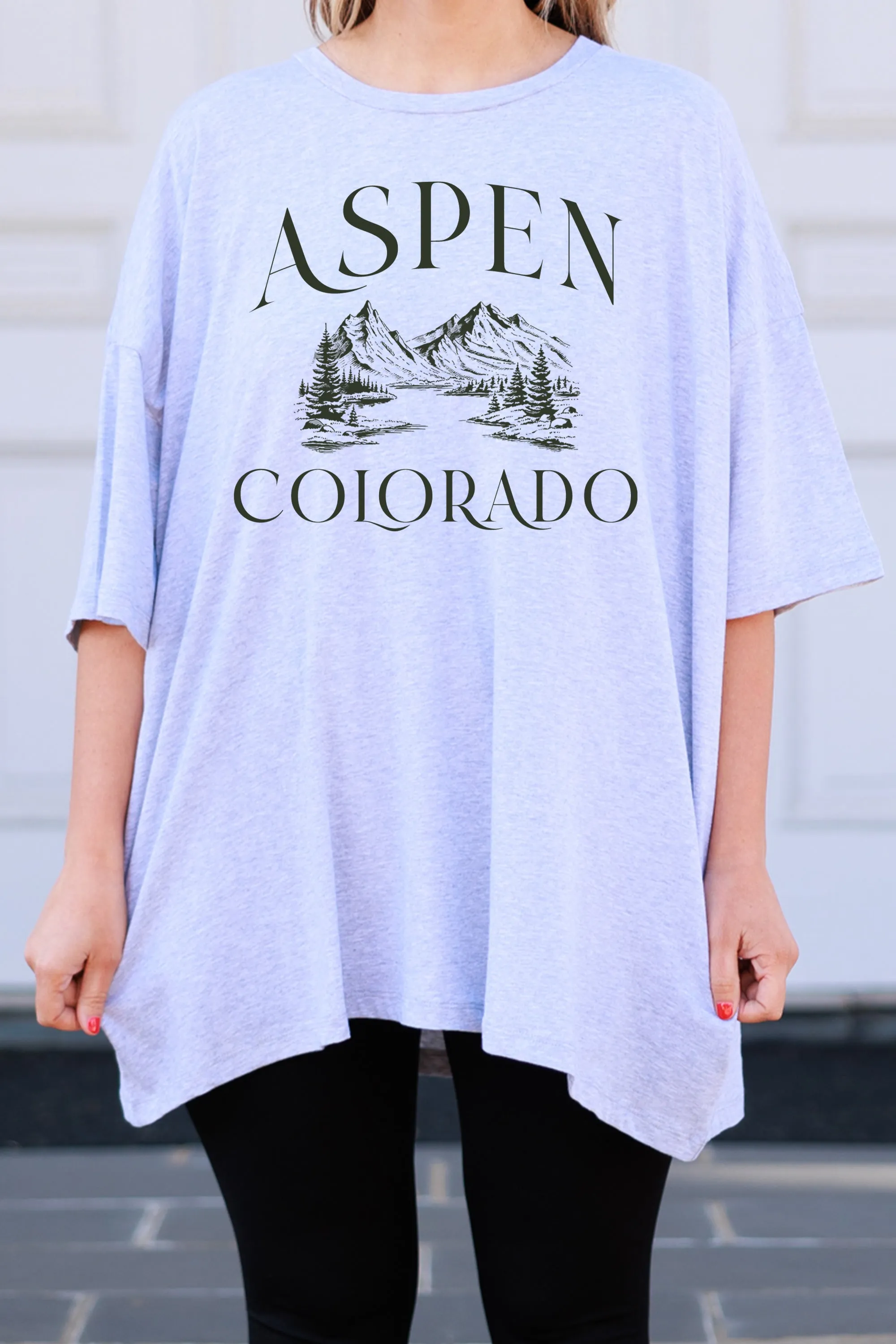 Aspen Vacation Boyfriend Tee, Heather Grey