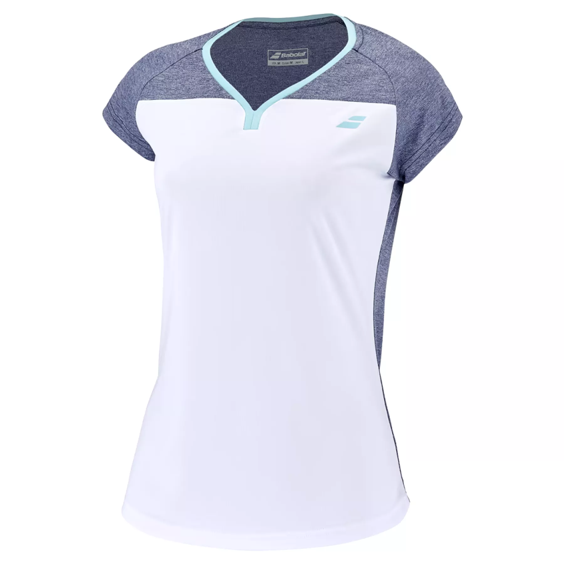 Babolat Play Cap Sleeve Girl Top 1079 - White/Blue Heather