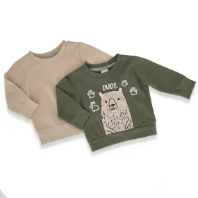 Baby Boys 2 Pack Sweater - Stone/Olive