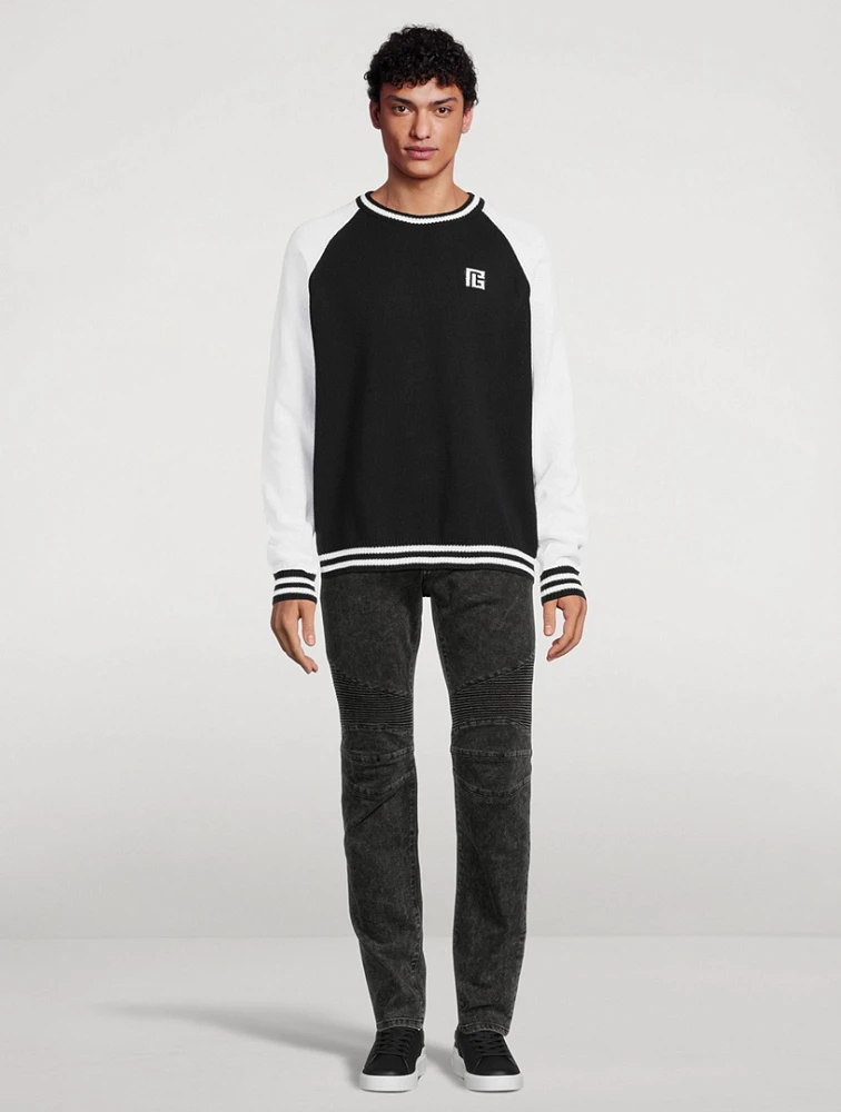 BALMAIN Cotton-Blend Raglan Sweater