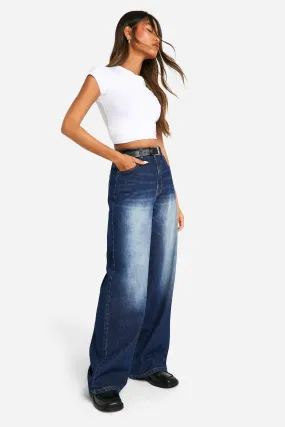 Basics 30 Inch Leg High Waisted Wide Leg Jeans