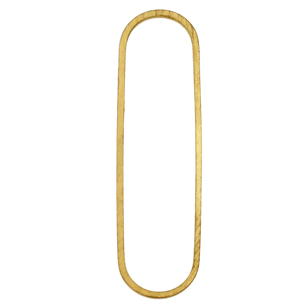 Beadable Open Frame Link, Elongated Oval, 50x13.5mm, Brass (4 Pieces)