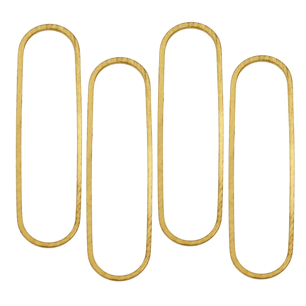 Beadable Open Frame Link, Elongated Oval, 50x13.5mm, Brass (4 Pieces)