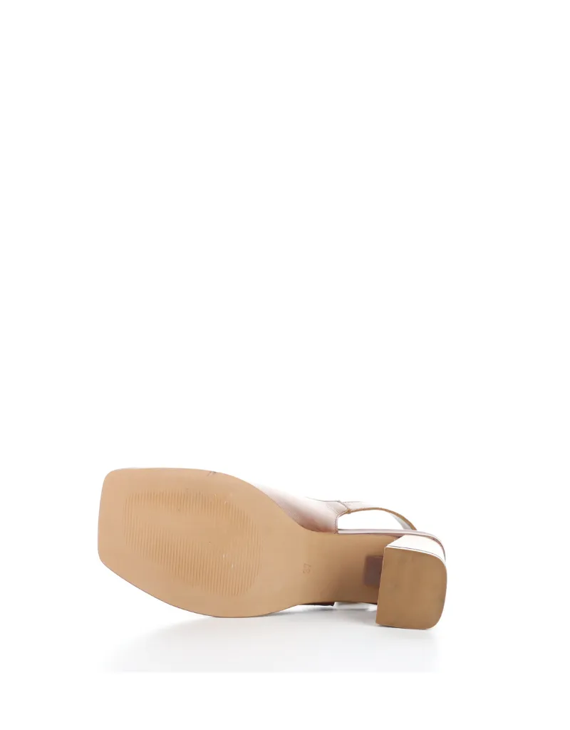 BIBI TUMBLED LEATHER STACKED HEEL SLINGBACK