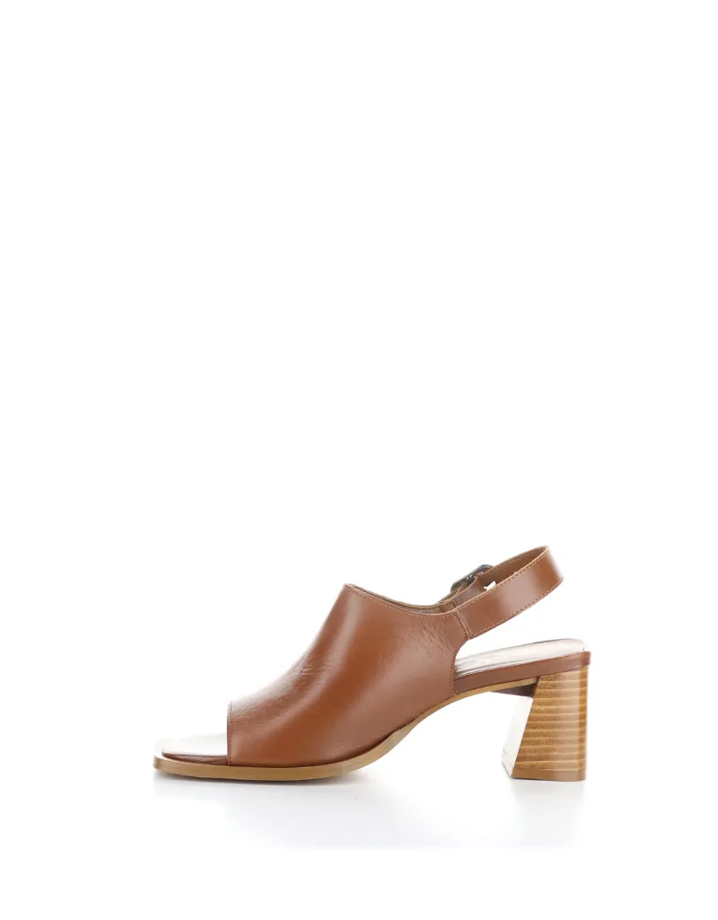 BIBI TUMBLED LEATHER STACKED HEEL SLINGBACK