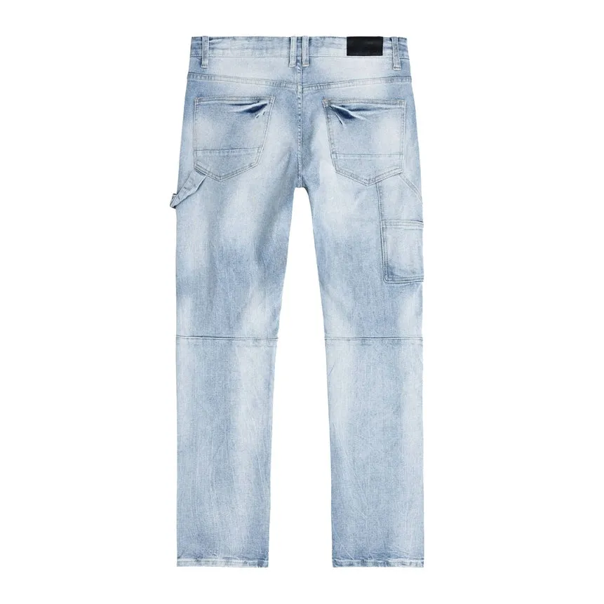 Big and Tall - Rip & Repair Double Knee Jeans - Montauk Blue