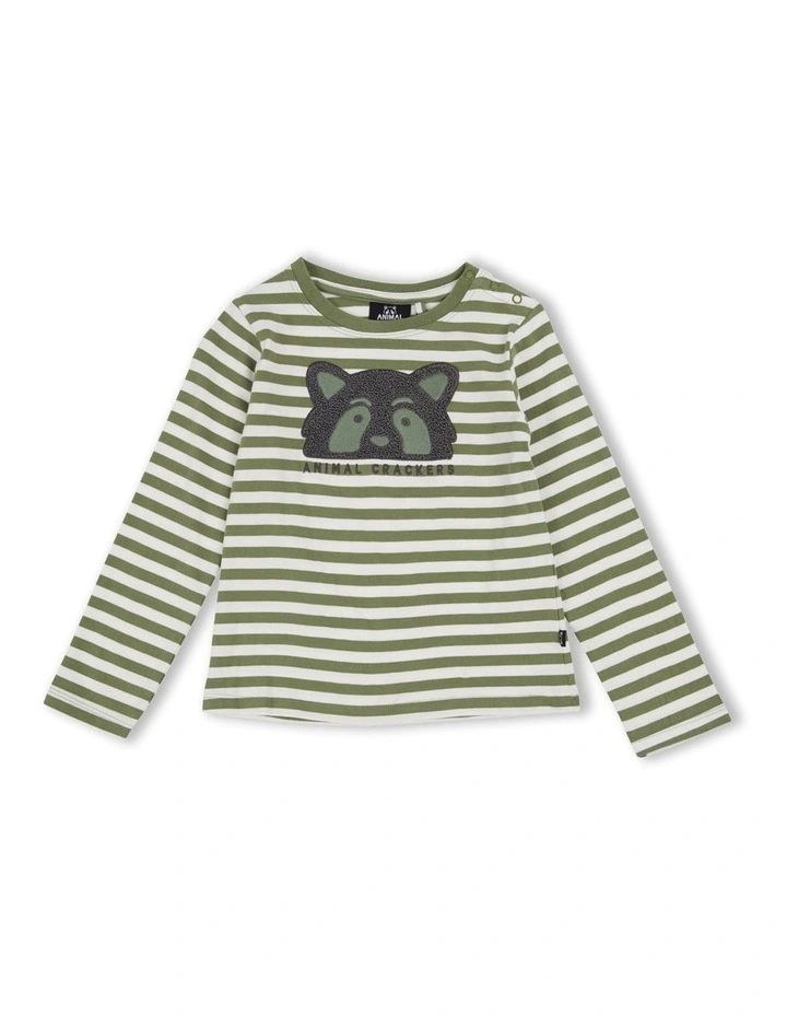 Binding Long Sleeve Tee (Size 0-5) in Khaki