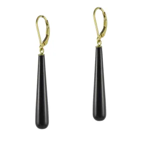 Black Onyx Baseball Bat Earrings