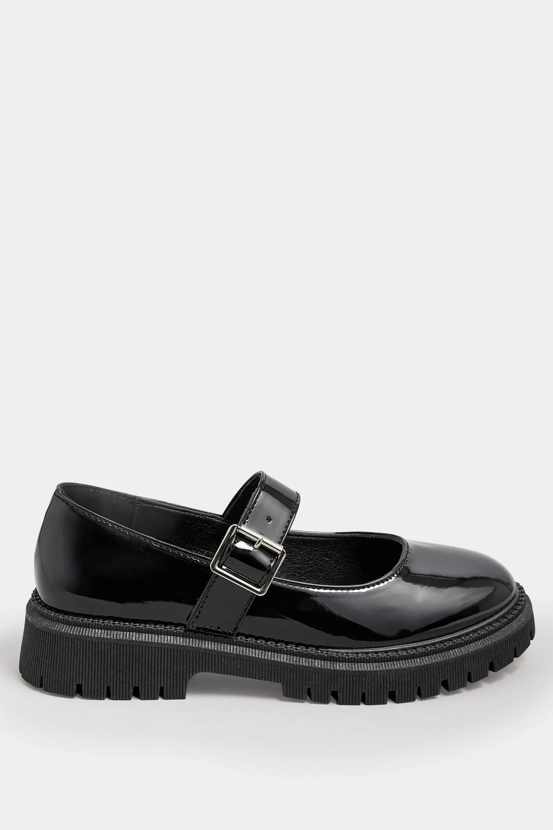 Black Patent Chunky Mary Jane Shoes In An Extra Wide EEE Fit