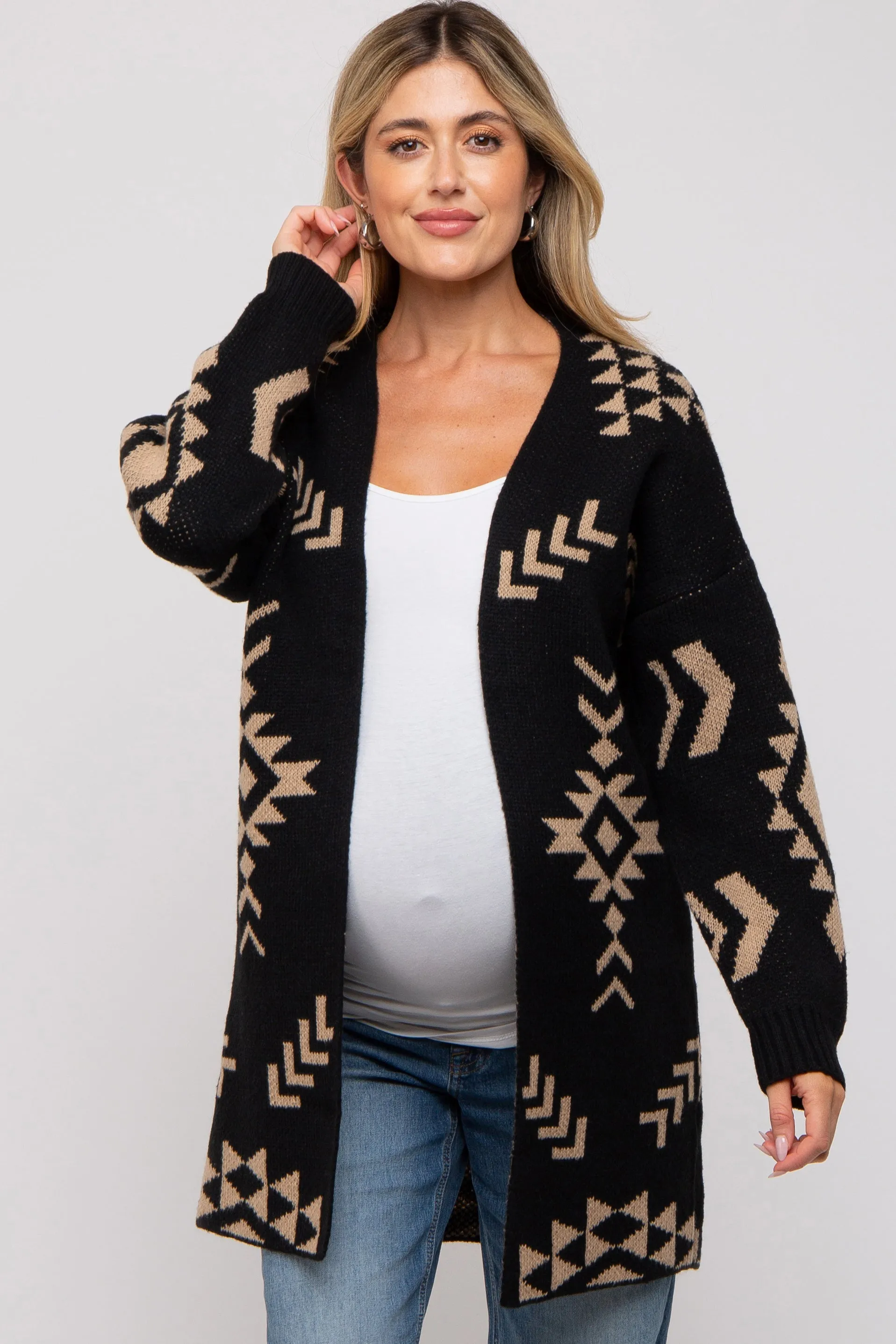 Black Print Maternity Cardigan