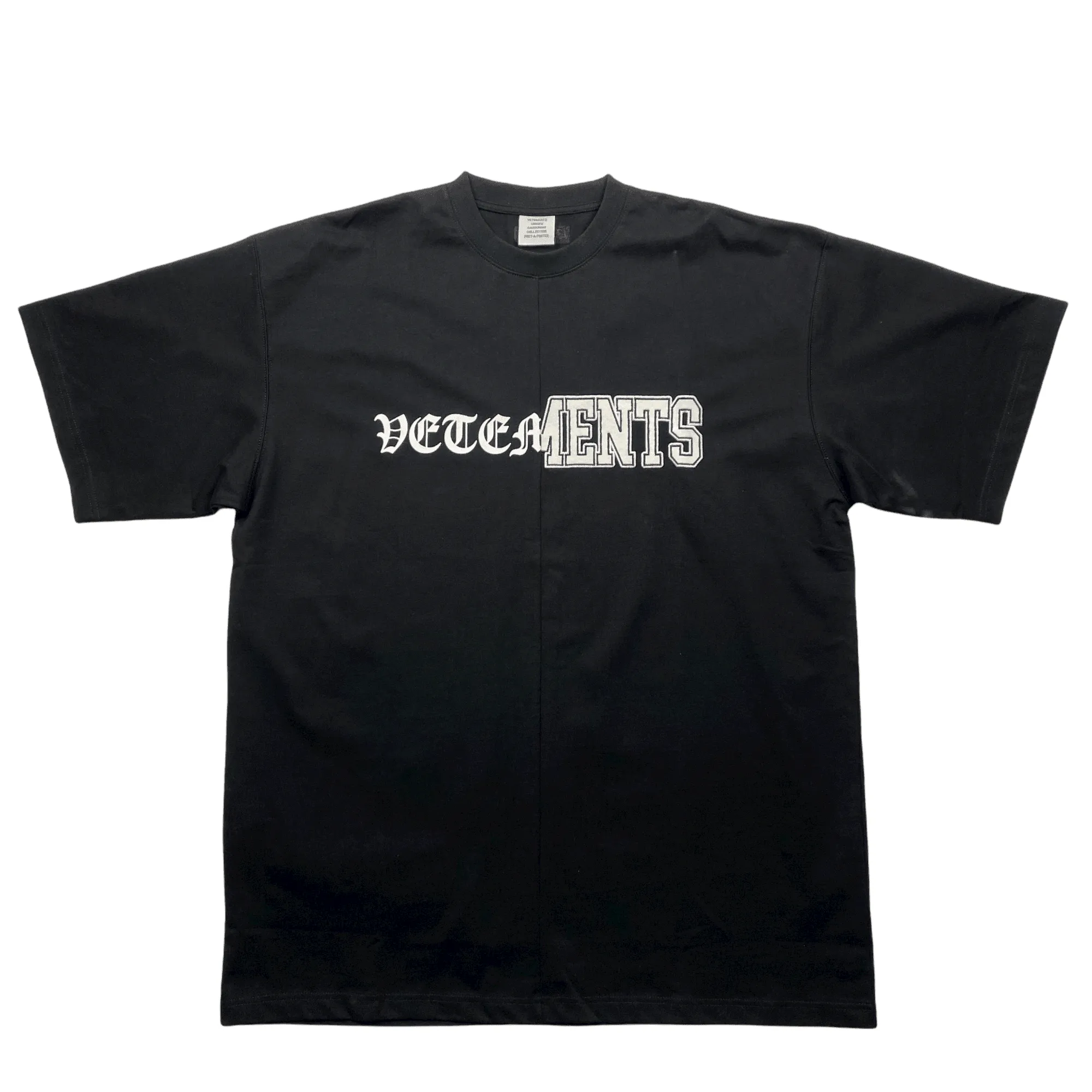 Black Vetements Oversized Vertical Cut Up Tee - Medium (Recommended Size - Extra Large)