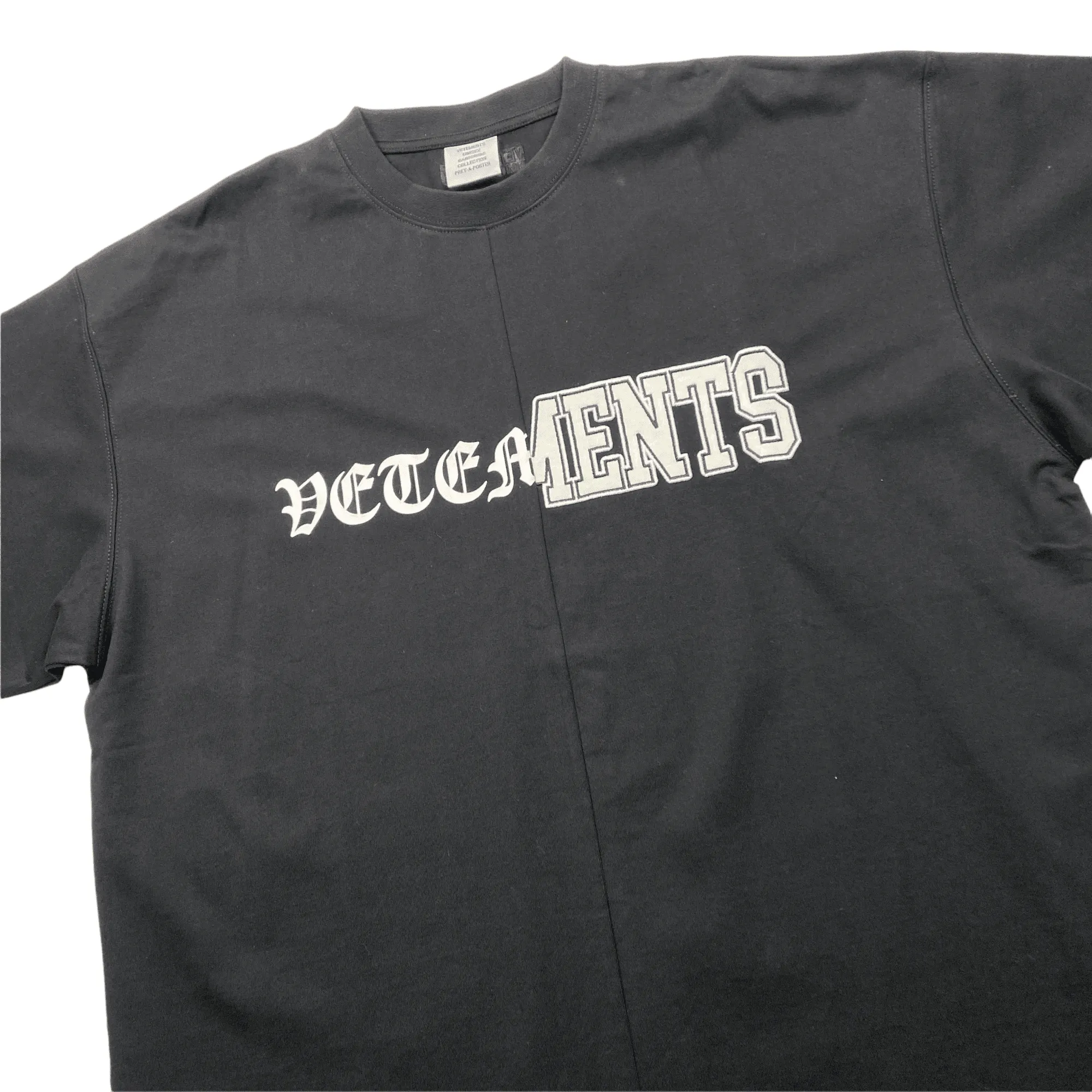 Black Vetements Oversized Vertical Cut Up Tee - Medium (Recommended Size - Extra Large)