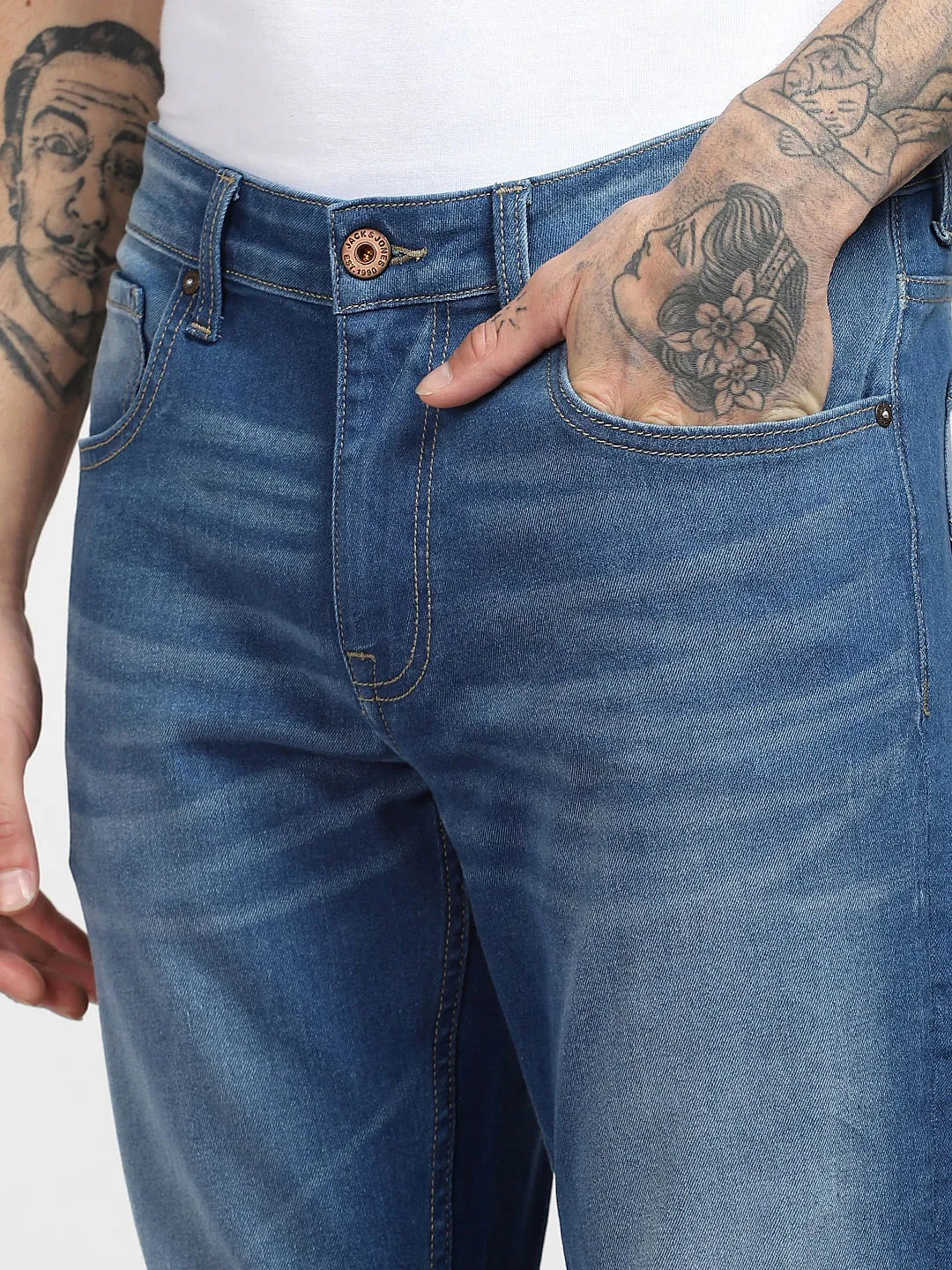 Blue Low Rise Faded Glenn Slim Jeans