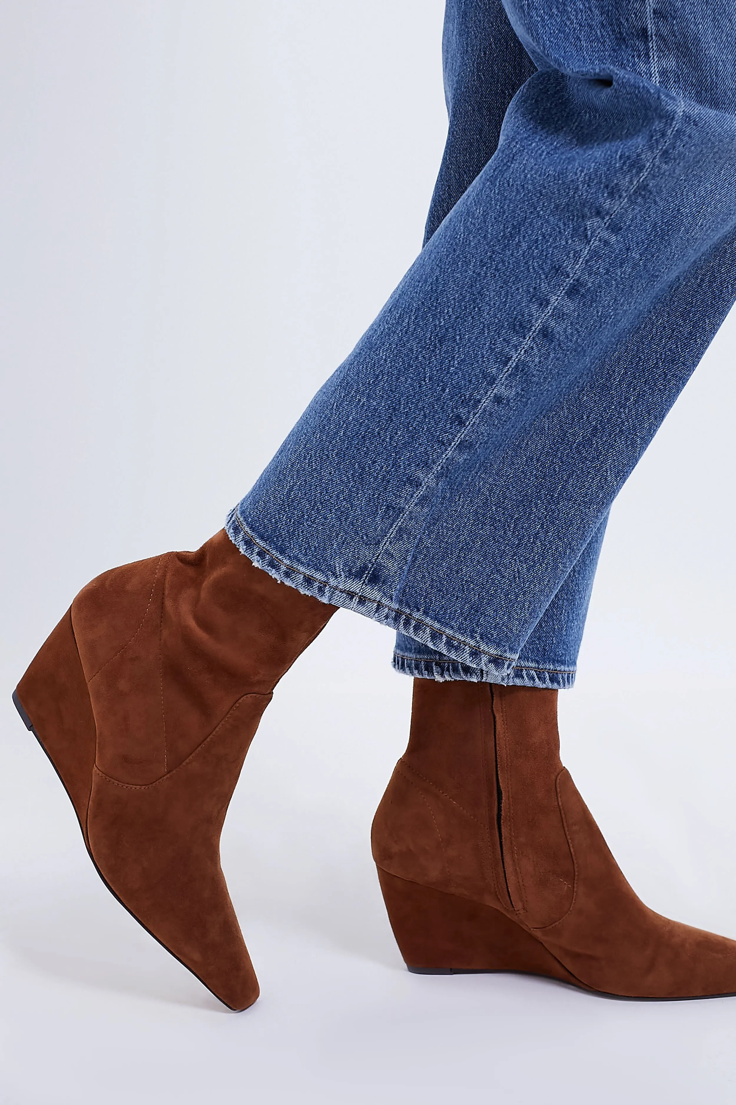 Brown Suede Delta Wedge Boots