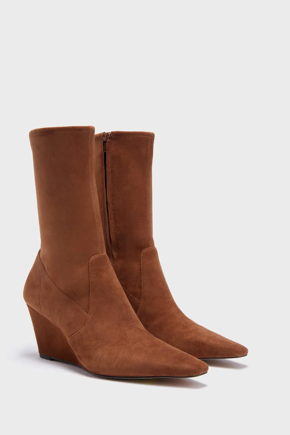 Brown Suede Delta Wedge Boots