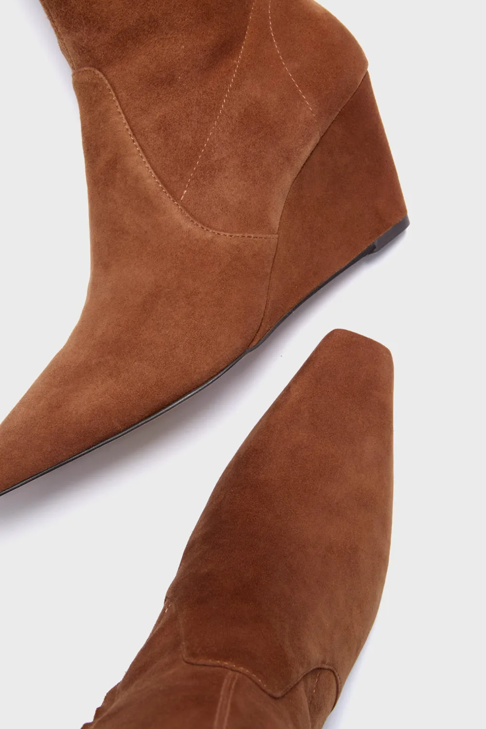 Brown Suede Delta Wedge Boots