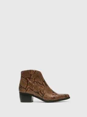 Brown Zip Up Ankle Boots