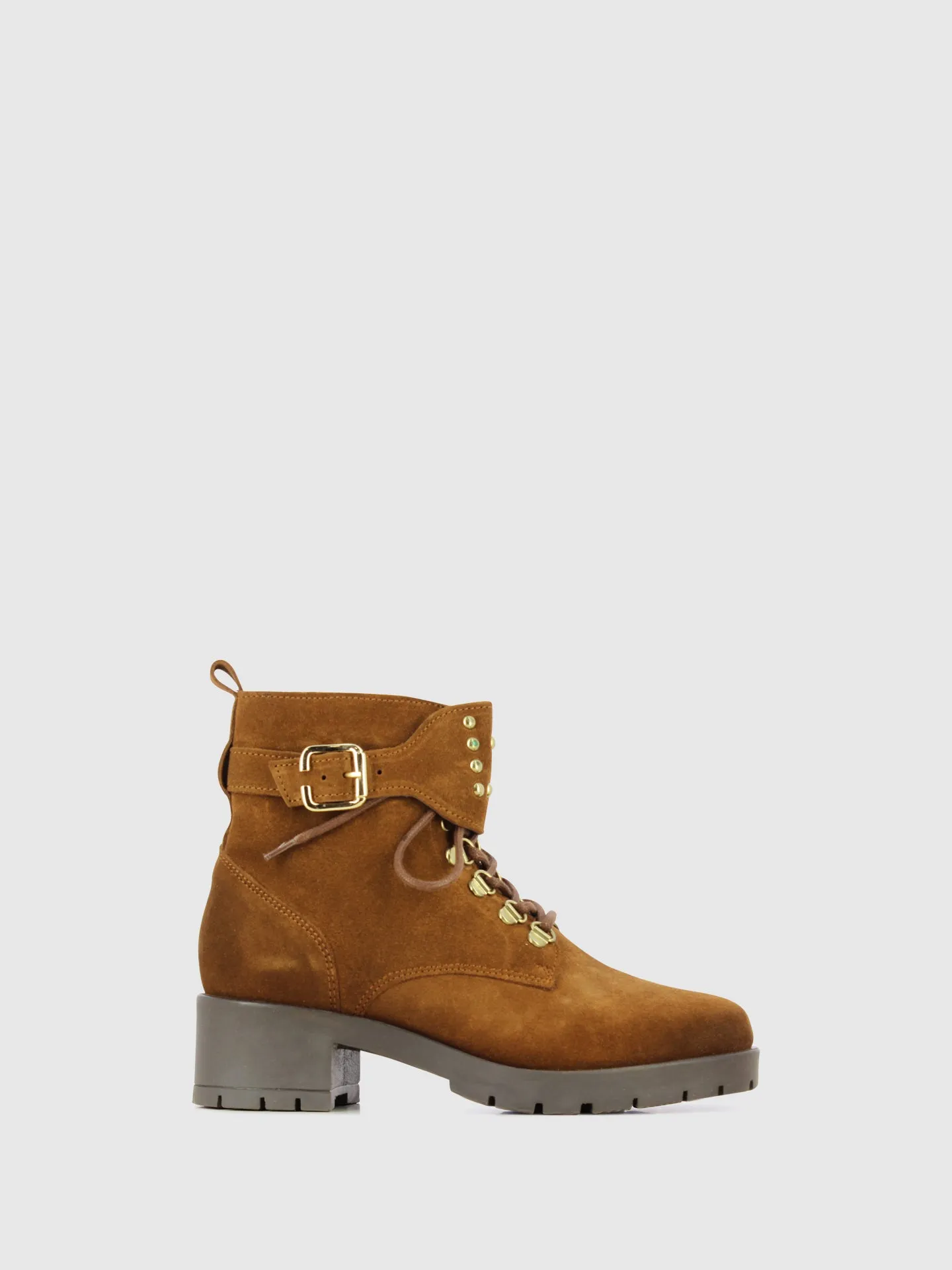 Camel Buckle Ankle Boots