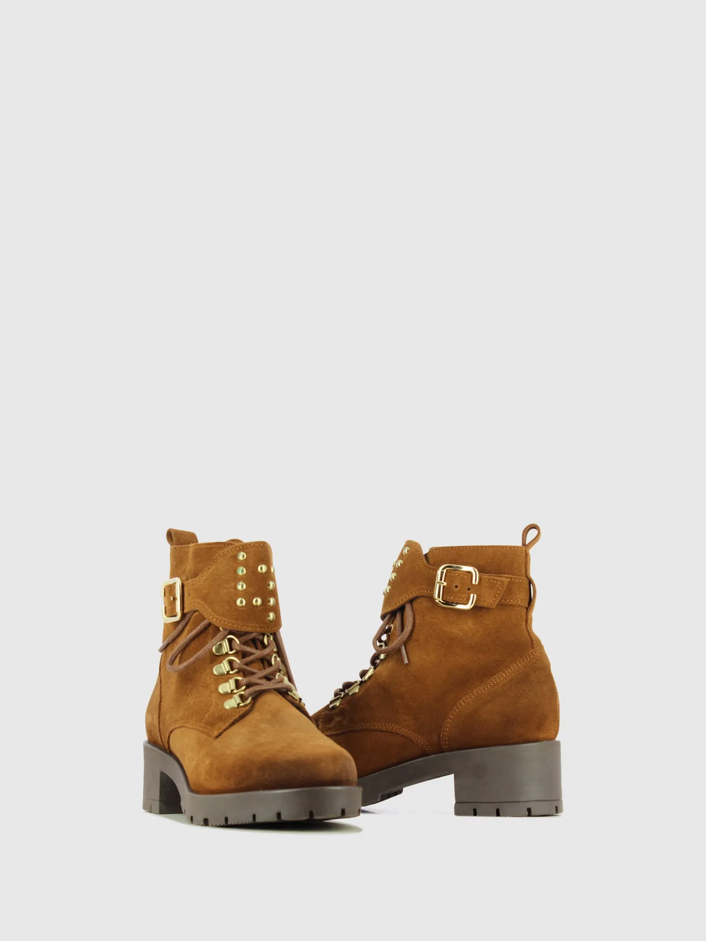 Camel Buckle Ankle Boots