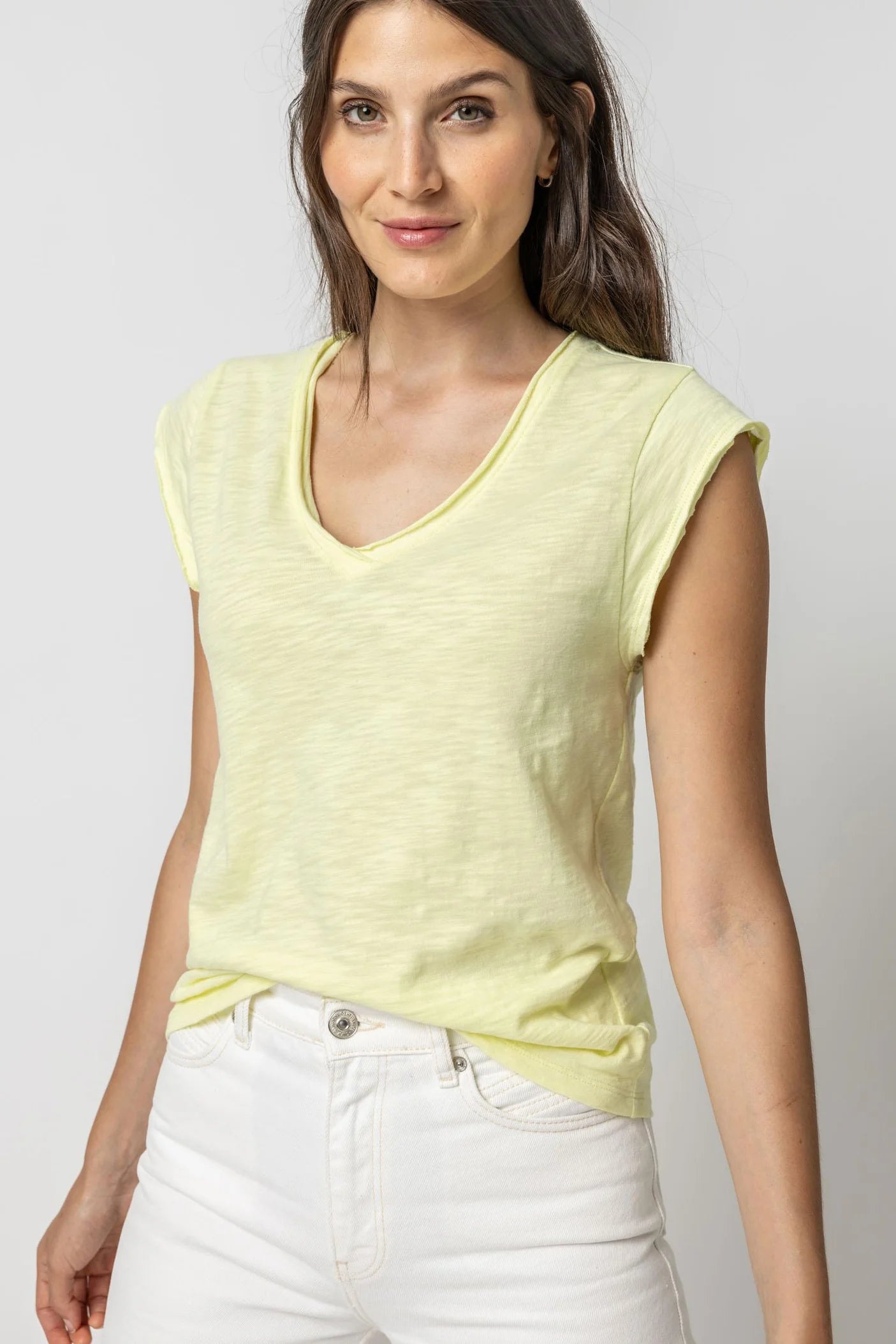 Cap Sleeve V-Neck