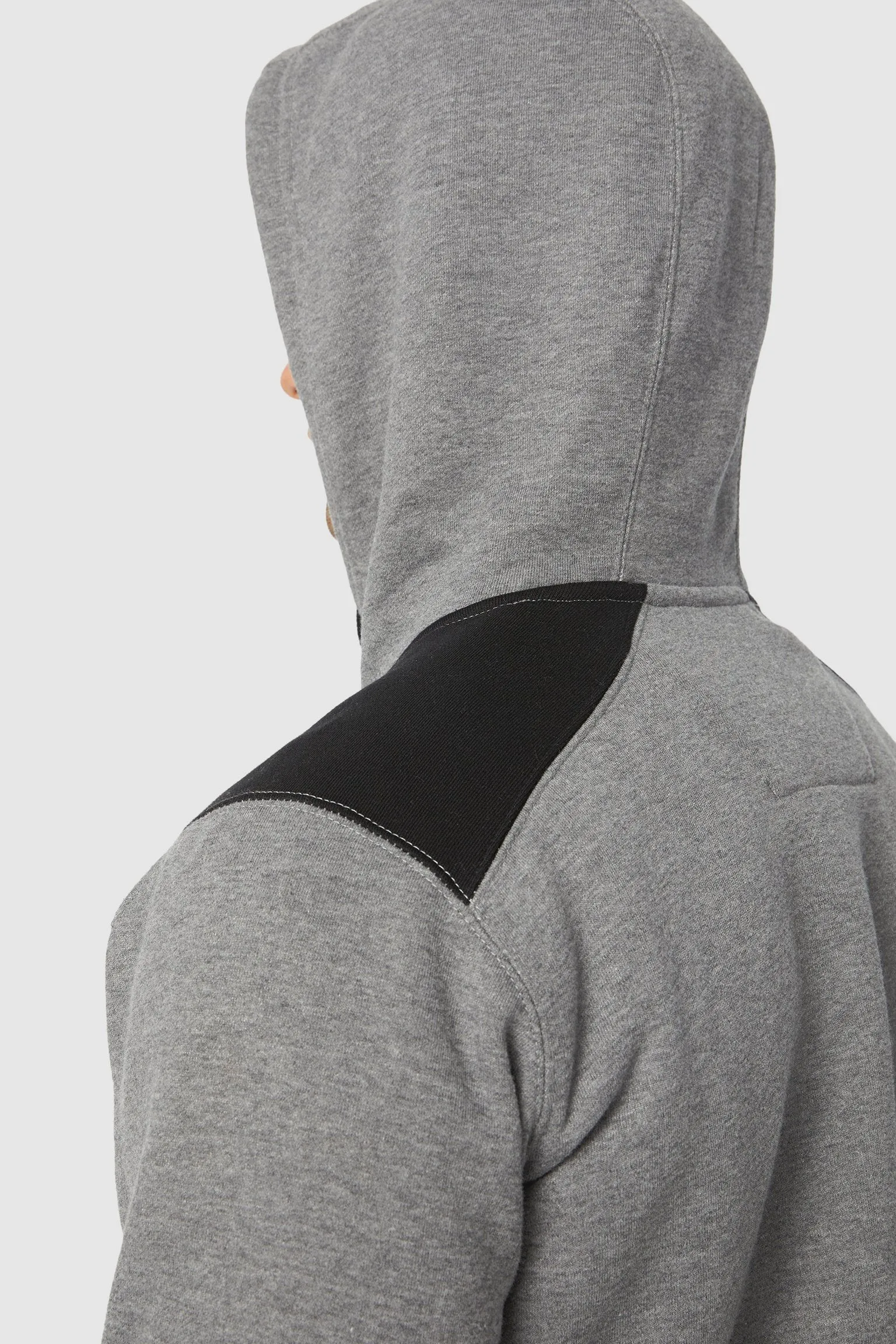 CAT LOGO PANEL HOODIE (Dark Heather Grey)