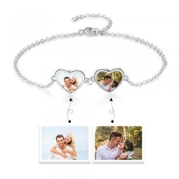 CBA103736 - Personalized Photo Heart Bracelet, Stainless Steel