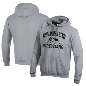 Champion Appalachian State Mountaineers Heather Gray Wrestling Icon Powerblend Pullover Hoodie