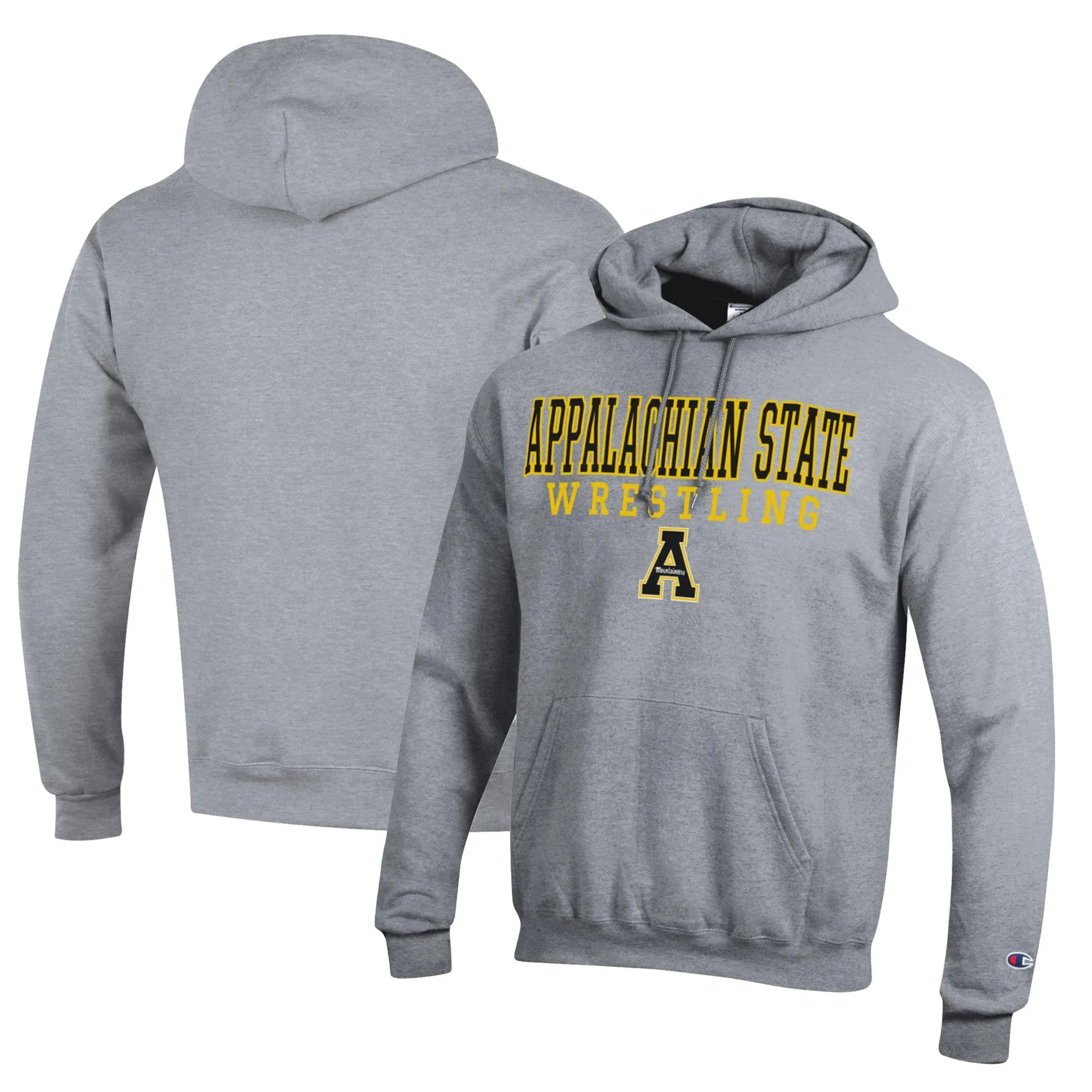 Champion Appalachian State Mountaineers Heather Gray Wrestling Stack Logo Powerblend Pullover Hoodie