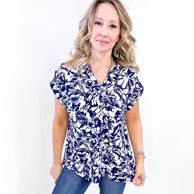 Dear Scarlett Lizzy Cap Sleeve Top in Navy Floral