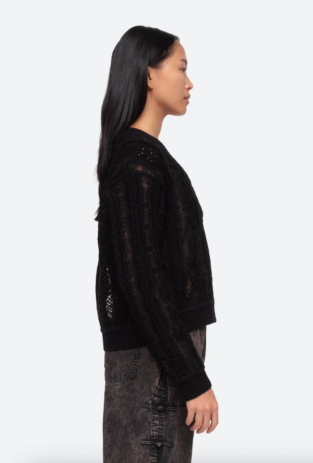 Dentelle Knit Cardigan - Black