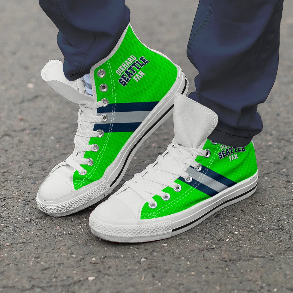 Diehard Seattle Fan Sports High Top Shoes Green White