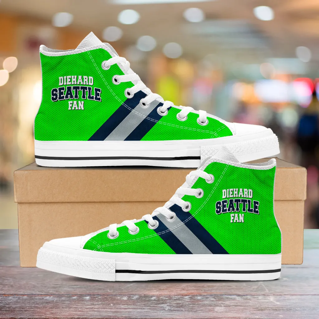 Diehard Seattle Fan Sports High Top Shoes Green White