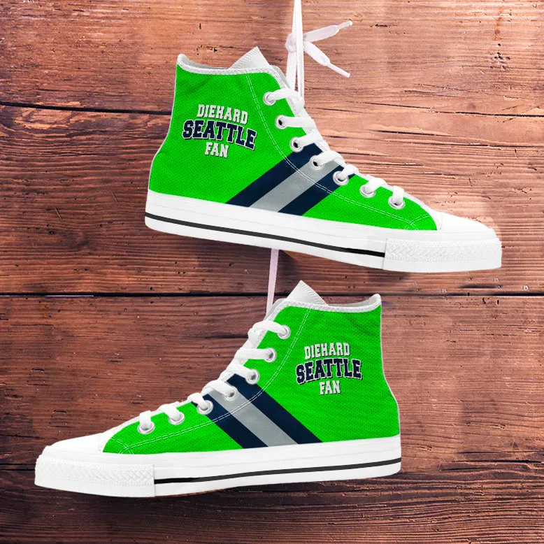 Diehard Seattle Fan Sports High Top Shoes Green White