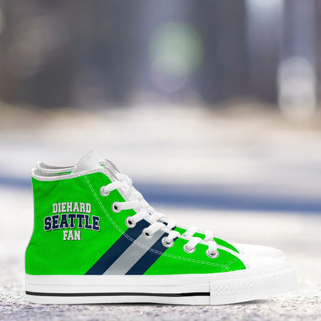 Diehard Seattle Fan Sports High Top Shoes Green White