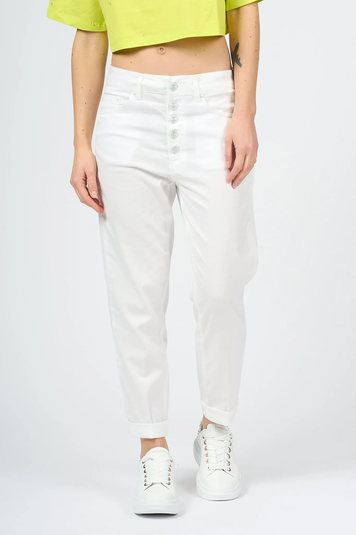 Dondup Koons Jeans Leggero Bianco Donna