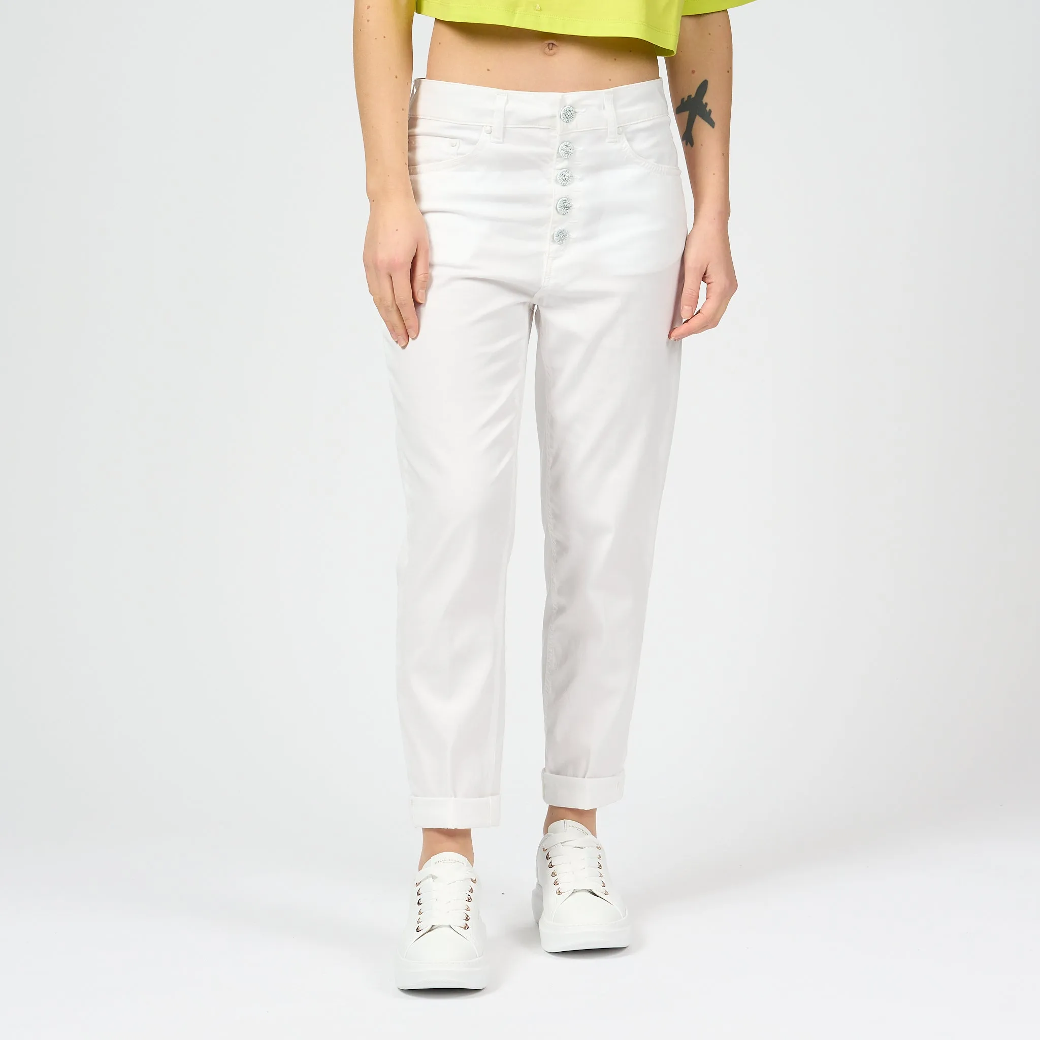 Dondup Koons Jeans Leggero Bianco Donna